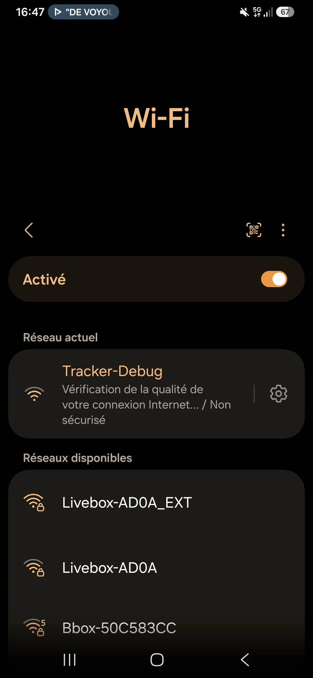 Connexion au point d’accès Wi-Fi Tracker-Debug.