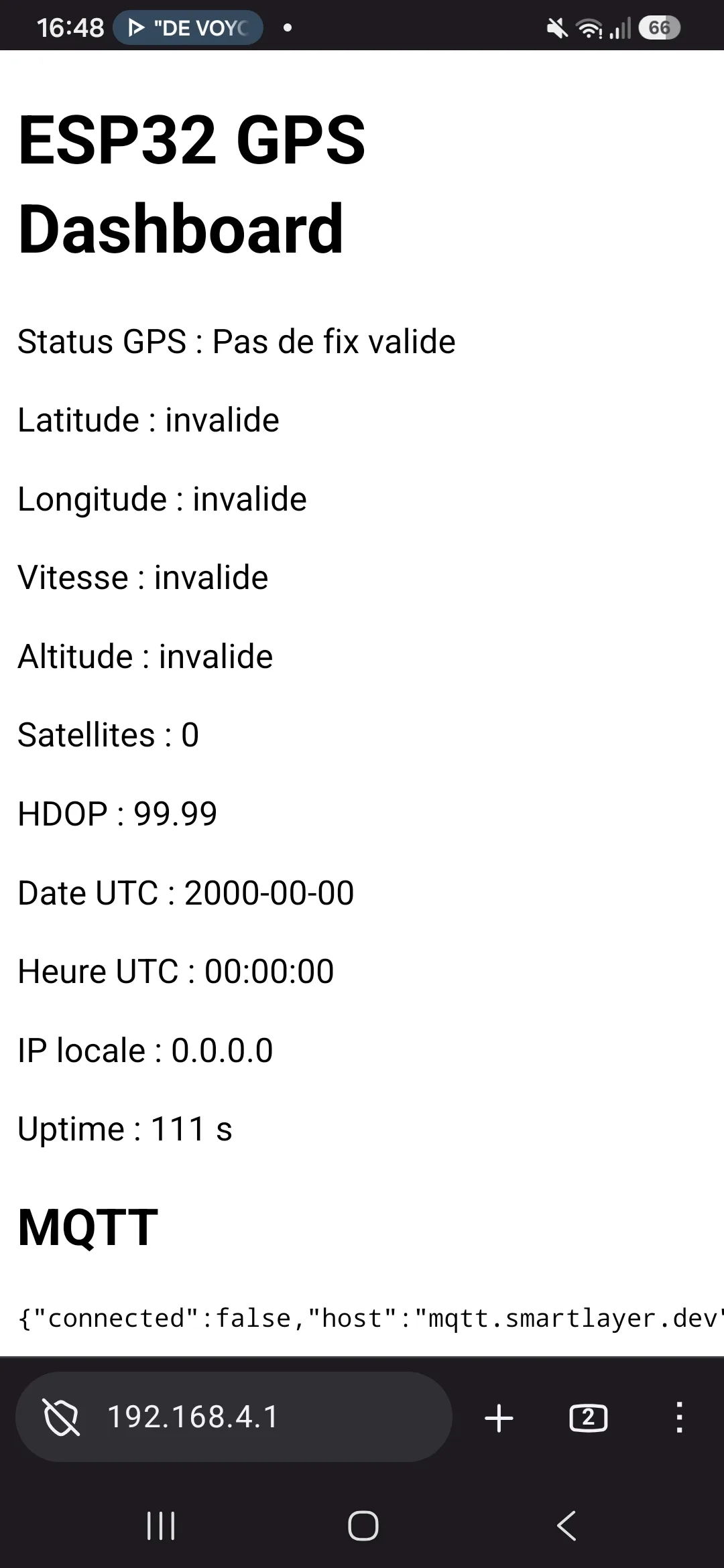 Données GPS invalides ou insuffisantes.